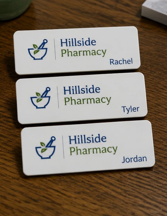 Custom magnetic badges — customer photo