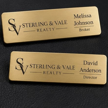 Executive brass name tags