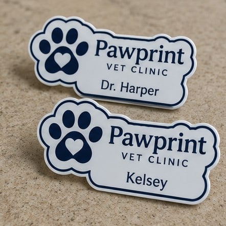 Logo-shaped name tags