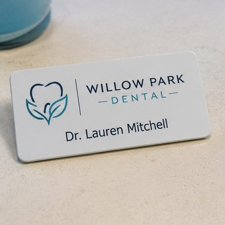 Magnetic name tags for healthcare and dental