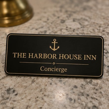 Magnetic name tags for hotels and resorts