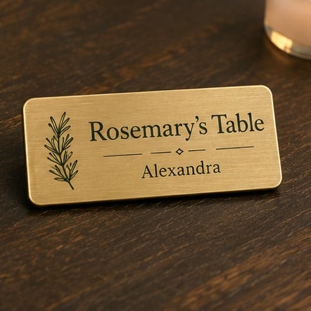 Magnetic name tags for restaurants and hospitality